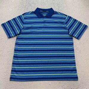 NIKE Golf Tour Performance Men's Polo Size Large Dri-fit Blue Green Striped